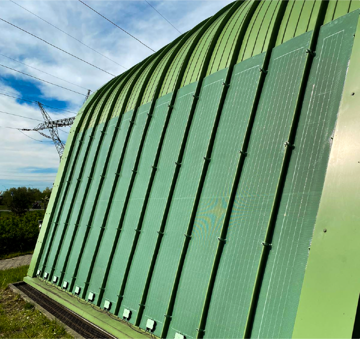 Photovoltaic installation on one of the walls of the Ekospalarnia in Kraków.